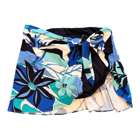 Coco Contours Halo Sarong Swim Skirt Bottom - Mosaic Garden NWT - Picture 2 of 6